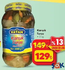 BİZİM VATAN KARIŞIK TURŞU 3 KG fiyat ve kampanya bilgisi
